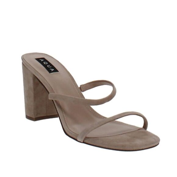 Aqua Adele Open-Toe Block High-Heel Nude Sandals Size 6.5 - Picture 1 of 11